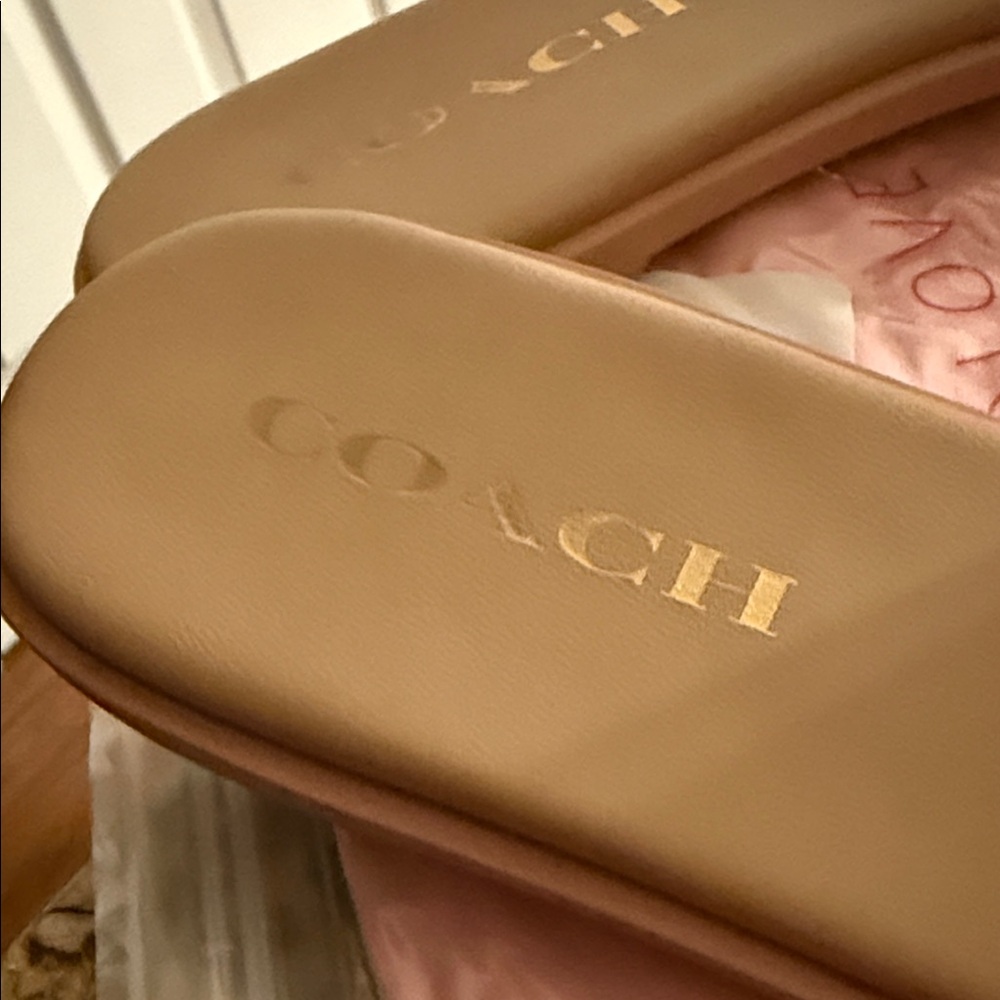 Coach Beige Quilted Sandals - Picture 2 of 4